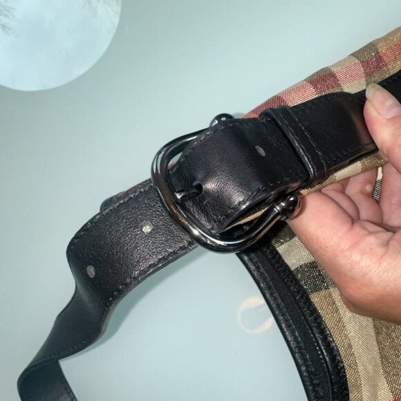 Burberry Metallic Nova Check Hobo Bag w/ black leather accents - Picture 9 of 13